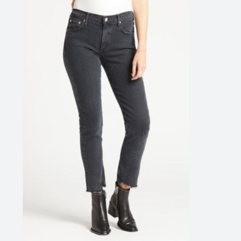 Agolde Sz 25 Toni Mid Rise Straight Leg Jeans in Feral Black